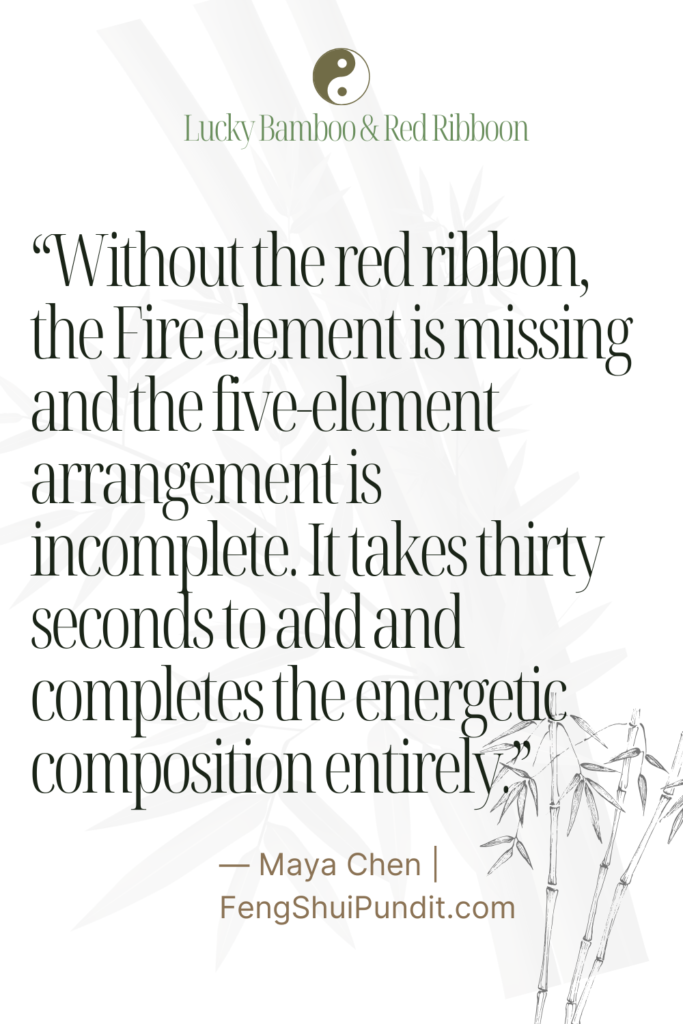 Significance of red ribbon in lucky bamboo feng shui